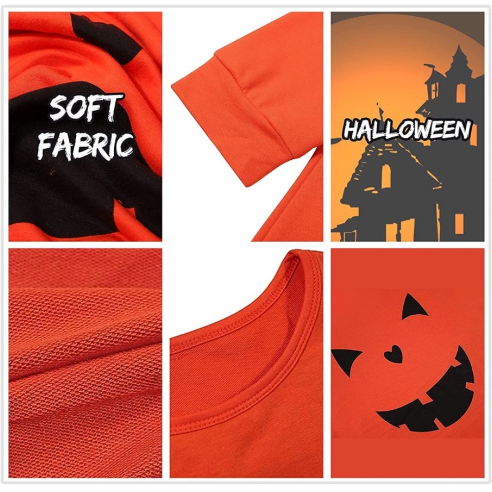 Halloween Pumpkin Face Long Sleeve Sweatshirts - Picture 3 of 6